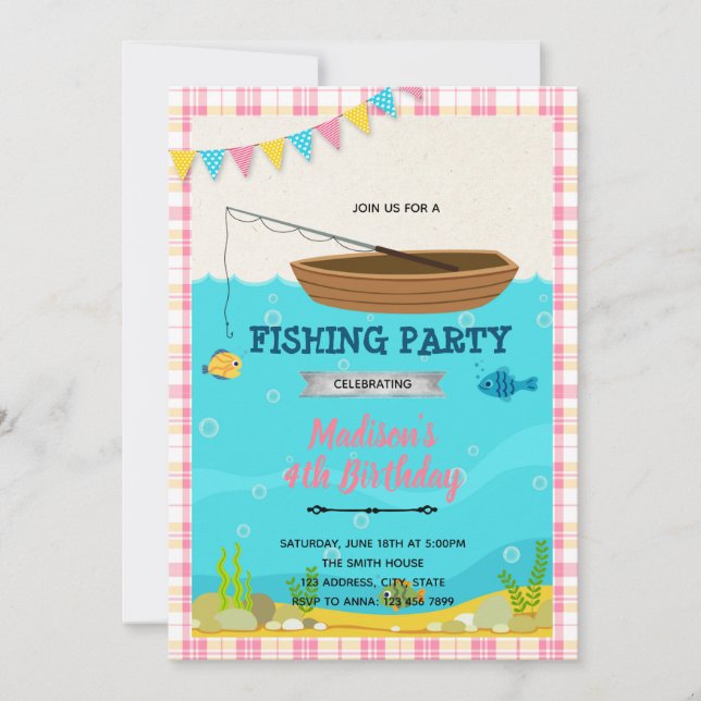 Girl fishing Invitation (Front)