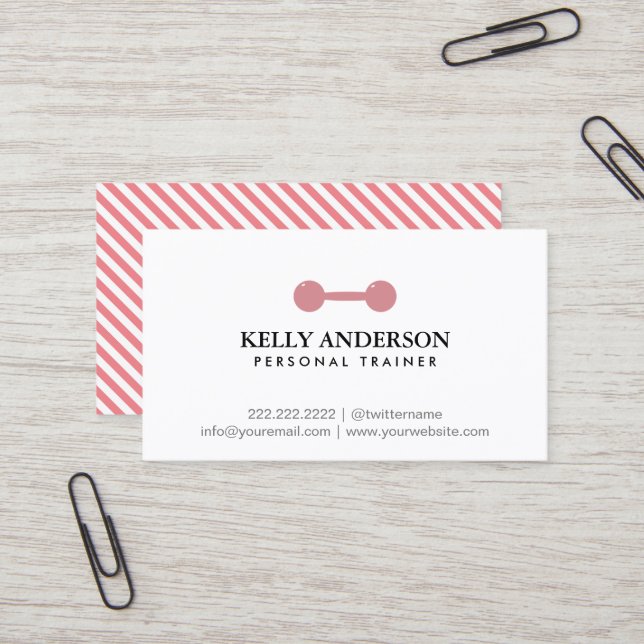 Girl Fitness Personal Trainer Simple Plain Pink Business Card (Front/Back In Situ)
