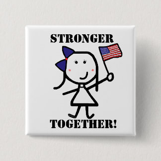 Girl & Flag - Stronger Together! 15 Cm Square Badge