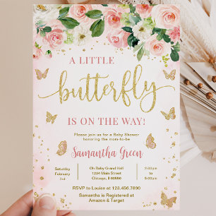 Girl Floral Butterfly Baby Shower Invitation