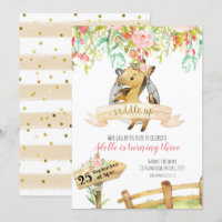 Girl Floral Horse Saddle Up Birthday Invitation