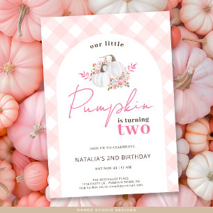 Girl Floral Our Little Pumpkin 2nd Birthday Party Invitation