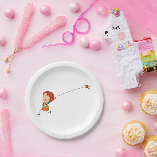Girl Flying A Kite Paper Plates