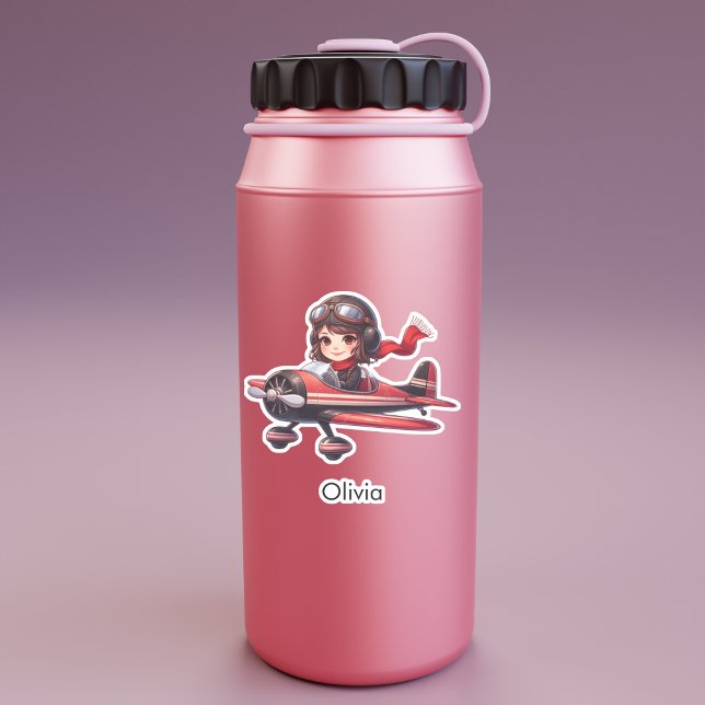 Girl Flying Airplane cute cartoon Personalized (Creator Uploaded)