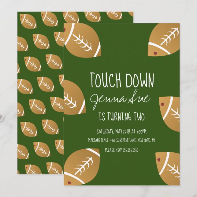 Girl Football Sports Birthday Party Invitation (Front/Back)