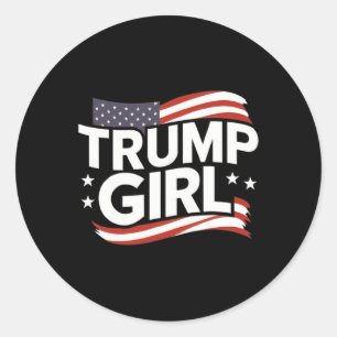 Girl For Donald Trump Cute Trump Flag Women Girls  Classic Round Sticker