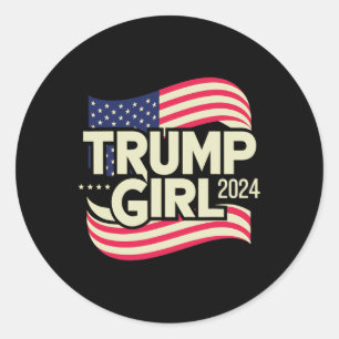 Girl For Donald Trump Cute Trump Flag Women Girls Classic Round Sticker