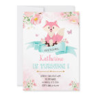 Girl fox birthday invitation