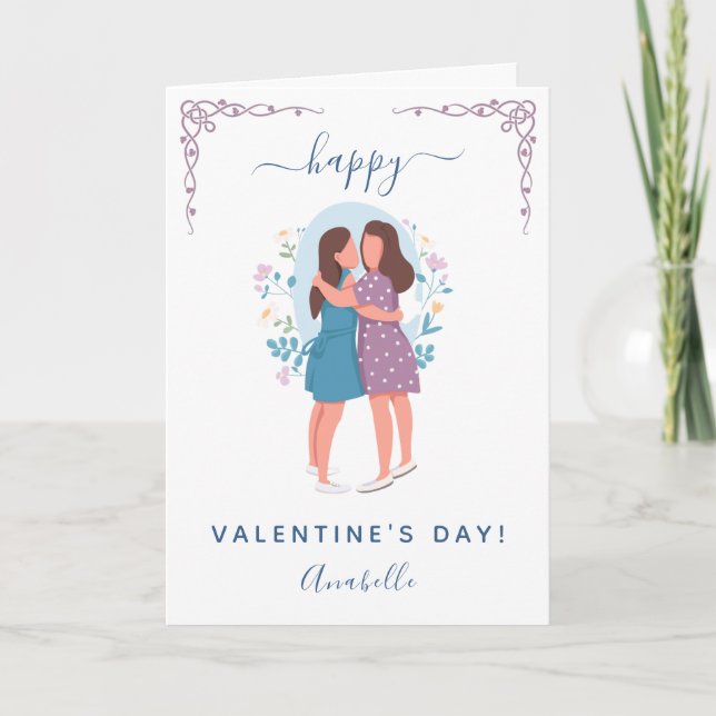 Girl Friend Gay Couple Wife Girlfriend Valentine Holiday Card (Front)
