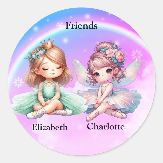 Girl friends classic round sticker (Front)