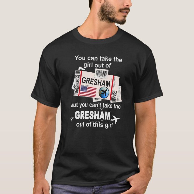 Girl from Gresham Boarding Pass  Flight Ticket Gre T-Shirt (Front)
