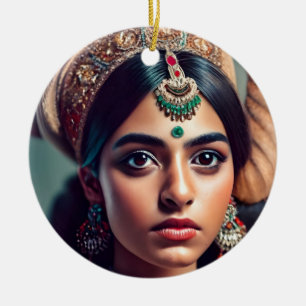 girl from India Decorated with gold Ceramic Tree Decoration