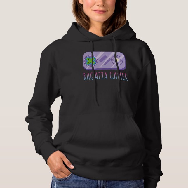 Girl Gamer Controller Game Nerd Video Game Hoodie (Front)