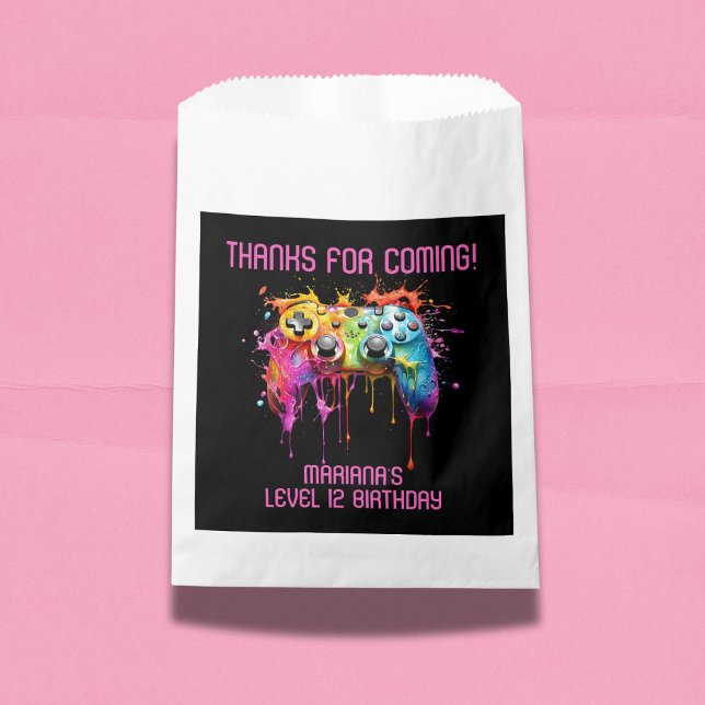 Girl Gamer Pink Video Game Party Favours Favour Bags (Creator Uploaded)