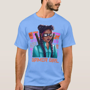 Girl Gamer Samurai Katana Ninja Japan Virtual Real T-Shirt