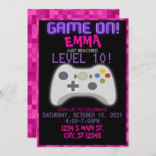Girl Gaming Birthday Invitation