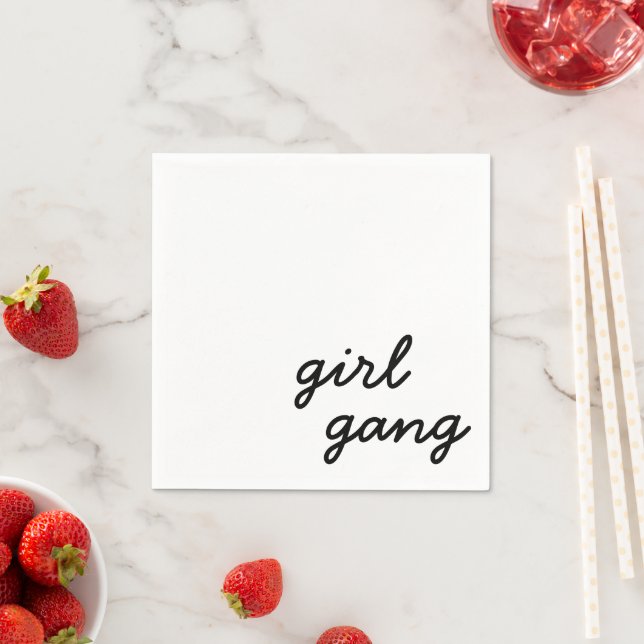girl gang cute modern feminist girl power script  napkin (Insitu)