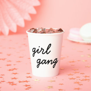 girl gang cute modern feminist girl power script  paper cups