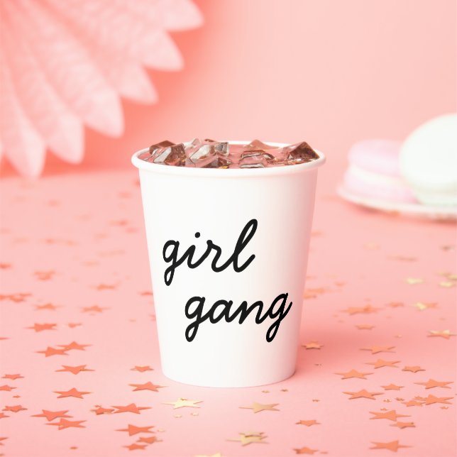 girl gang cute modern feminist girl power script  paper cups (Insitu)