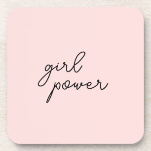 Girl Gang Cute Pink Modern Feminist Power Coaster