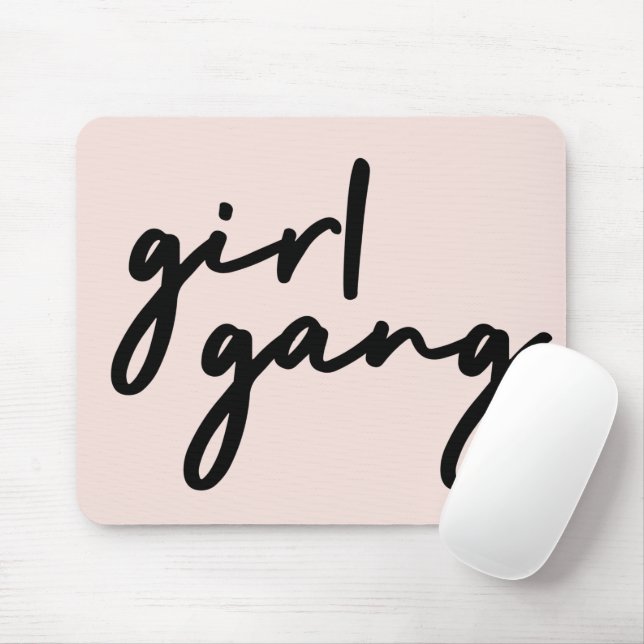 Girl Gang | Girl Power Modern Feminism Blush Pink Mouse Pad (With Mouse)