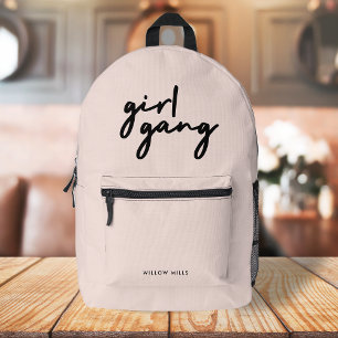 Girl Gang Girl Power Modern Feminism Blush Pink Printed Backpack