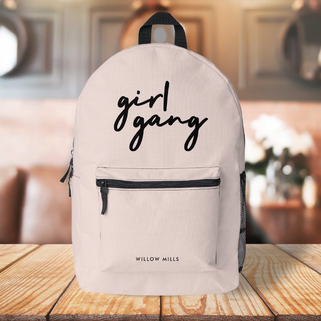 Girl Gang | Girl Power Modern Feminism Blush Pink Printed Backpack (Creator Uploaded)