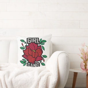 Girl Gang Red Rose Patch Fashion Badge Cushion
