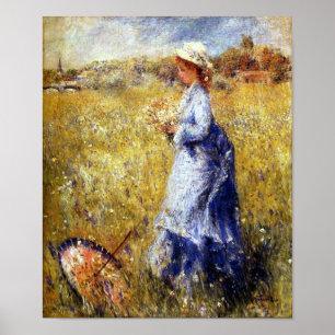 Girl Gathering Flowers Fine Art by Renoir Print