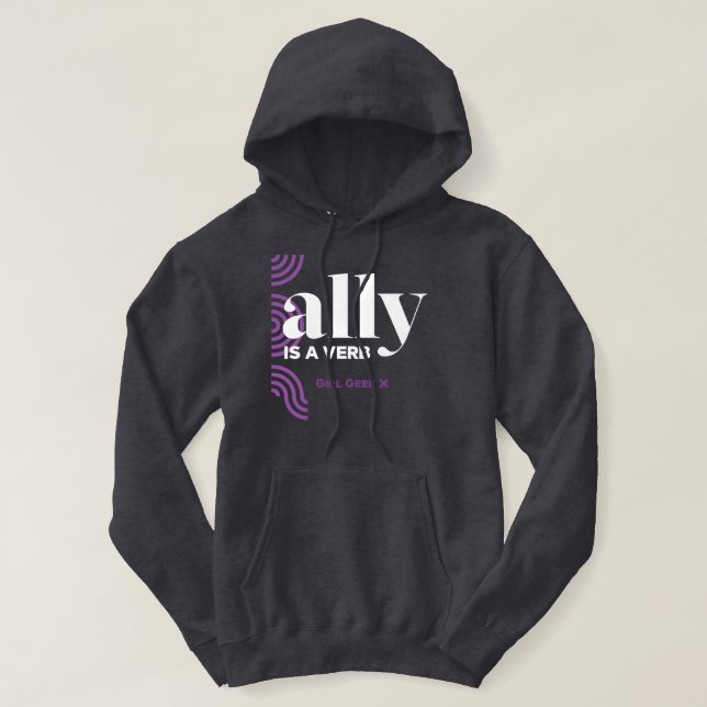 Girl Geek X: Ally is a verb Men's Hoodie (Design Front)
