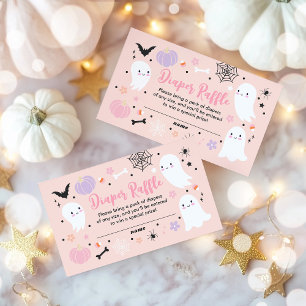 Girl Ghost Little Boo Is Due Halloween Baby Shower Enclosure Card