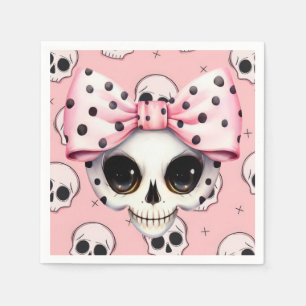 Girl Ghost Skeleton Halloween Pink Themed Napkin
