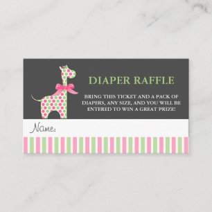 Girl Giraffe Baby Shower Diaper Raffle Tickets Enclosure Card