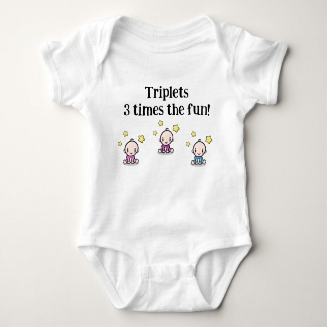 Girl Girl Boy Triplets, Triplet Babies Gift Idea, Baby Bodysuit (Front)