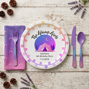 Girl Glamping Camping Birthday Party Paper Plate