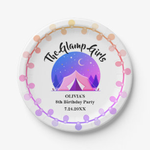 Girl Glamping Camping Birthday Party Paper Plate