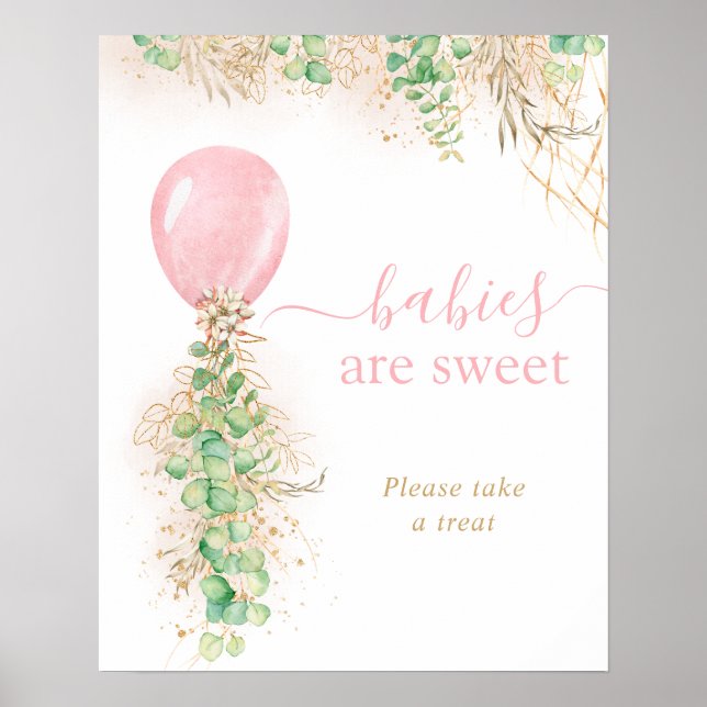 Girl Gold Eucalyptus Balloon Babies Are Sweet Poster (Front)