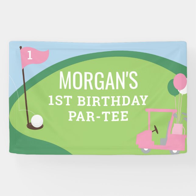 Girl Golf Birthday Par-Tee Large Banner Sign (Horizontal)