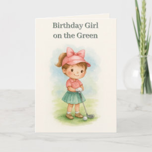 Girl Golfer Birthday Youth Folded Greeting Card