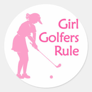 Girl Golfers Rule Classic Round Sticker