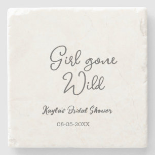 Girl gone wild bridal shower name date simple mini stone coaster