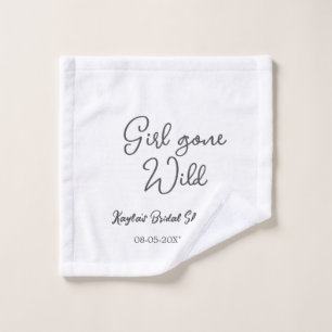 Girl gone wild bridal shower name date simple mini wash cloth