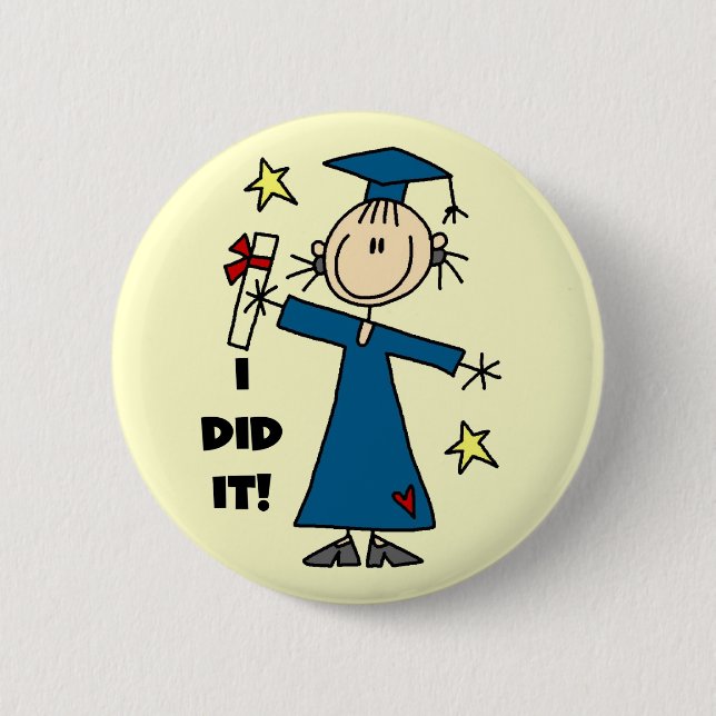 Girl Graduate 6 Cm Round Badge (Front)