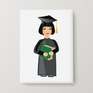 Girl Graduate in Black Cap and Gown