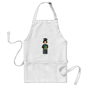 Girl Graduate in Black Cap and Gown Standard Apron