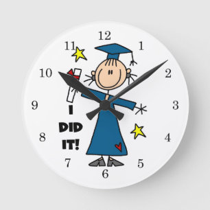 Girl Graduate Round Clock