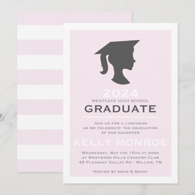 Girl Graduation Silhouette Invitation (Front/Back)