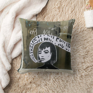 Girl Graffiti Pillow, Stylish Home Decor Cushion