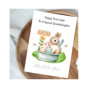 Girl Granddaughter First Easter Bunny Rabbit Card