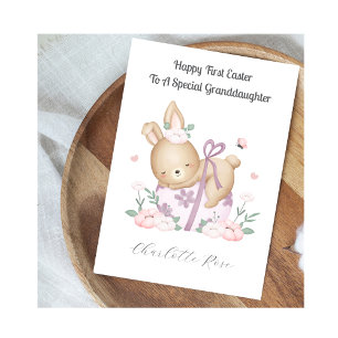 Girl Granddaughter First Easter Egg Bunny Card